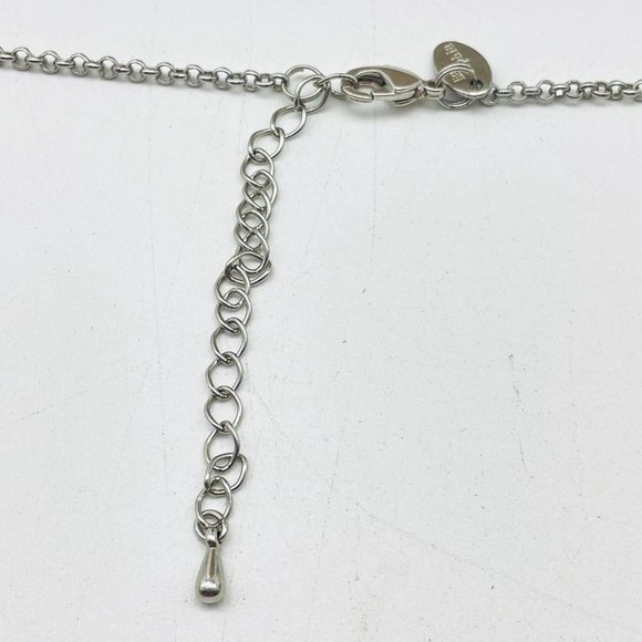 Lia Sophia Signed Open Chain Y Drop Necklace Silver Tone Classic Career Cosplay - Picture 4 of 6